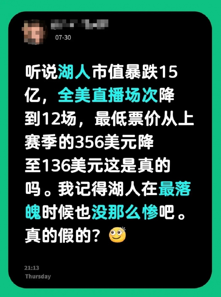 湖人全美直播暴跌、票价跳水?官方赛程未出,谣言先飞 湖人全美直播暴跌、票价跳水?官方赛程未出,谣言先飞